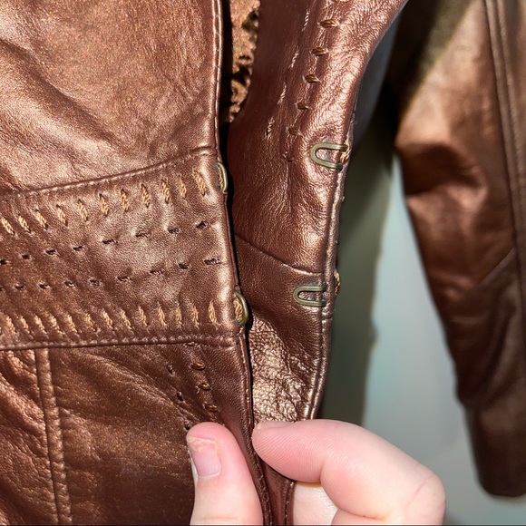 🚨SOLD🚨 CACHE 100% Lamb Leather Bronze Jacket/Blazer - Picture 6 of 13